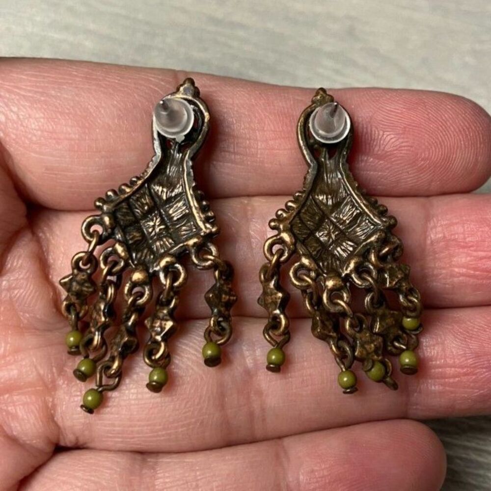 Colorful bronze earrings - Picture 2 of 3